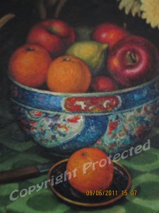 Still life with oranges and flowers-detail